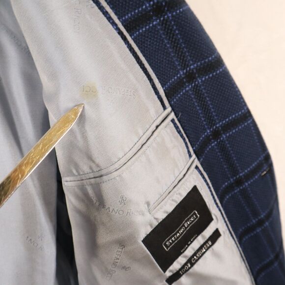 Stefano Ricci Men's 46 (EU58) 100% Cashmere Blue Plaid Sport Coat Blazer Jacket - Picture 2 of 14